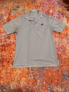 Peach State Pride Striped Polo Shirt XL Bulldog Logo Golf Preppy